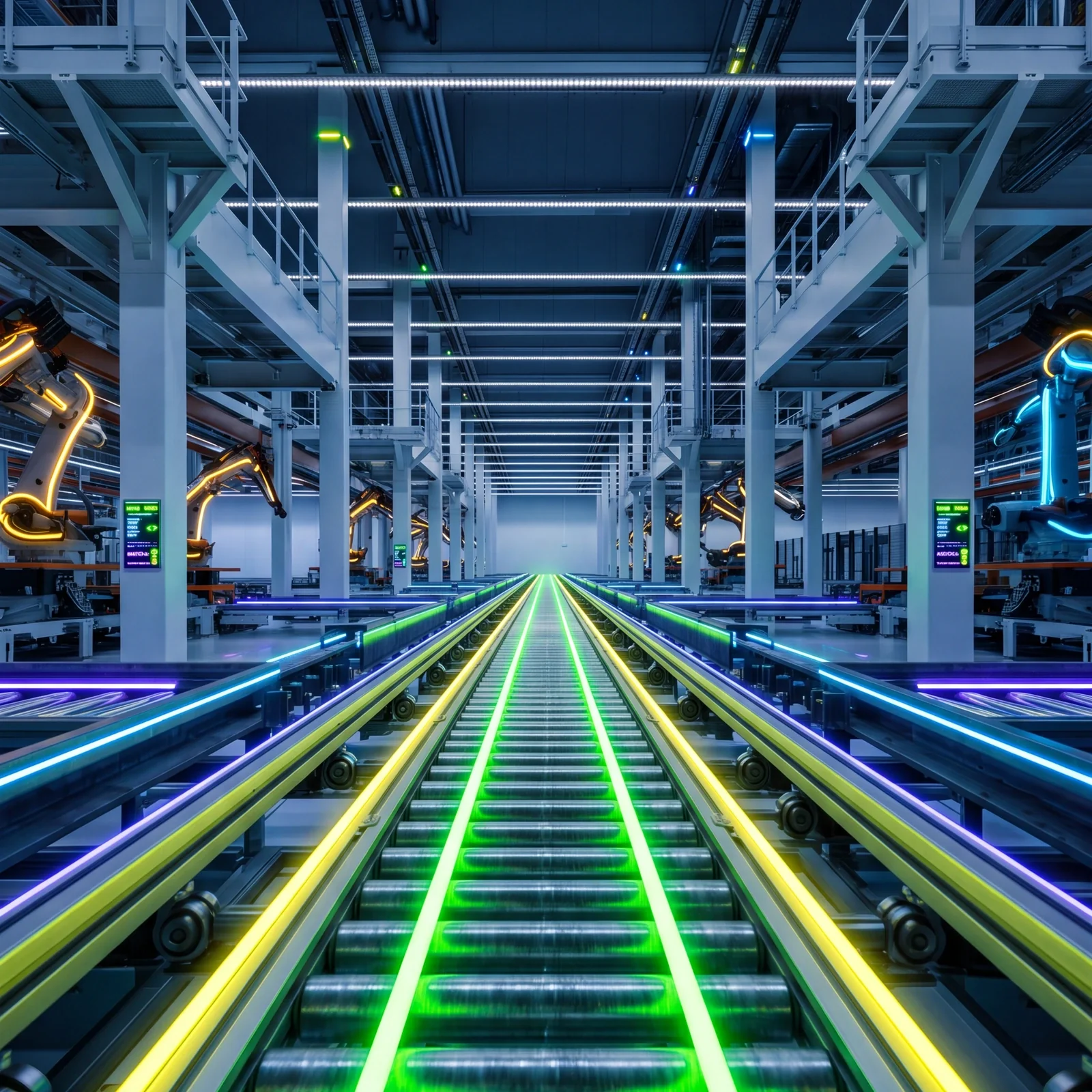 Industrial production lines inside a factory.